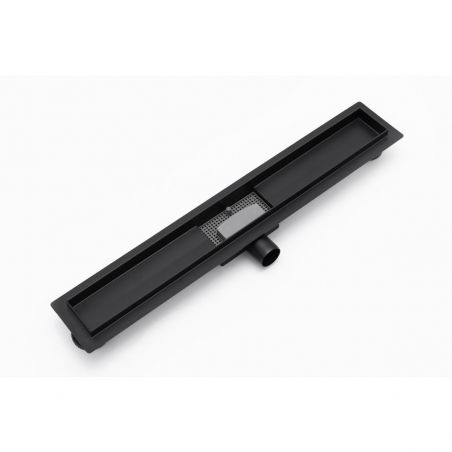 Rigola scurgere dus, REA-Greek Black Mat, 90 cm, completa, finisaj Negru Mat