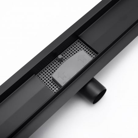 Rigola scurgere dus, REA-Greek Black Mat, 90 cm, completa, finisaj Negru Mat
