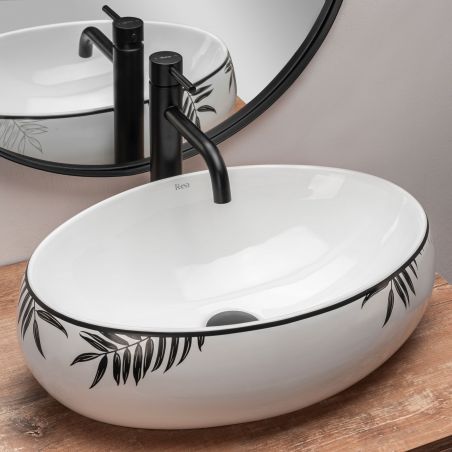 Lavoar REA Shila, Alb, lucios, 49x34 cm, montaj pe blat, ceramica sanitara