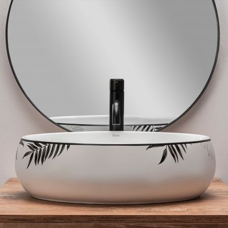 Lavoar REA Shila, Alb, lucios, 49x34 cm, montaj pe blat, ceramica sanitara