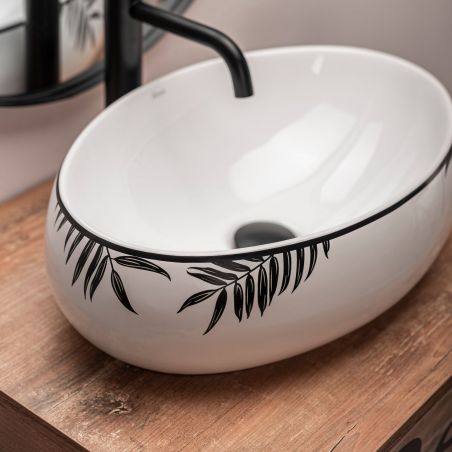 Lavoar REA Shila, Alb, lucios, 49x34 cm, montaj pe blat, ceramica sanitara
