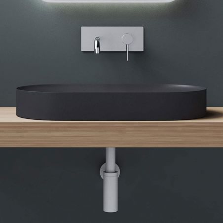 Lavoar EGO 826, Antracit Mat, scurgere ascunsa, 71x35.5 cm, compozit marmura, montaj pe blat