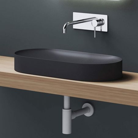 Lavoar EGO 826, Antracit Mat, scurgere ascunsa, 71x35.5 cm, compozit marmura, montaj pe blat