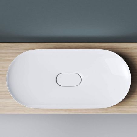 Lavoar EGO 826, Alb, lucios, scurgere ascunsa, 71x35 cm, compozit marmura, montaj pe blat