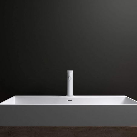 Baterie lavoar Tiona , montaj pe lavoar, finisaj Alb Mat, perlator aer, design deosebit