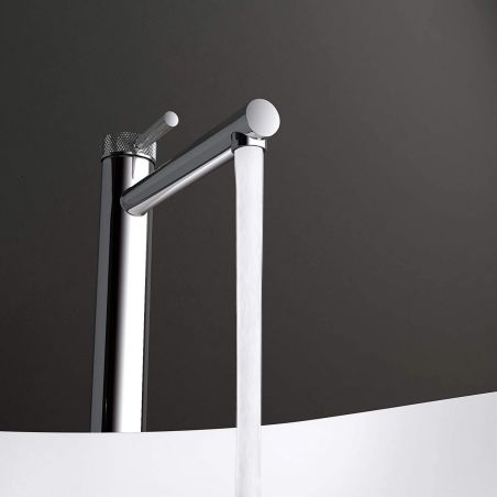 Baterie lavoar EGO-Tiona Chrome High, montaj pe blat, finisaj Crom, perlator aer, design deosebit