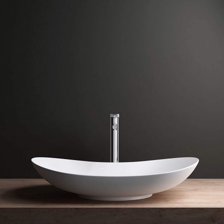 Baterie lavoar EGO-Tiona Chrome High, montaj pe blat, finisaj Crom, perlator aer, design deosebit