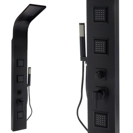 Panel de dus din aluminiu, 7801, Negru Mat, Design Deosebit, Hidromasaj, cu sau fara Termostat