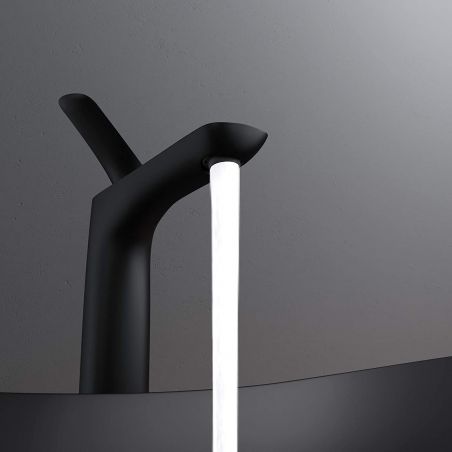 Baterie lavoar EGO-Brandi Black, montaj pe blat, finisaj Negru Mat, perlator aer, design deosebit