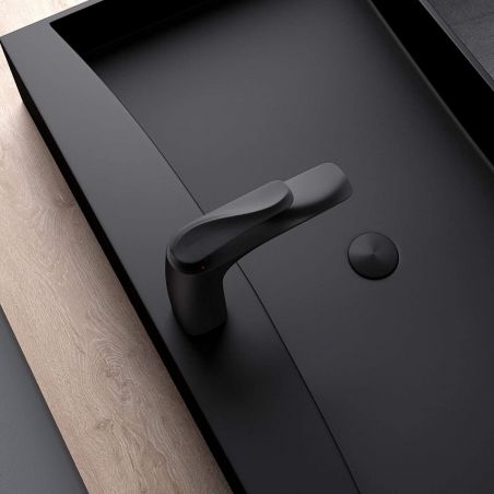 Baterie lavoar EGO-Brandi Black, montaj pe blat, finisaj Negru Mat, perlator aer, design deosebit