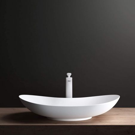 Baterie lavoar EGO-Brandi White, montaj pe blat, finisaj Alb Mat, perlator aer, design deosebit