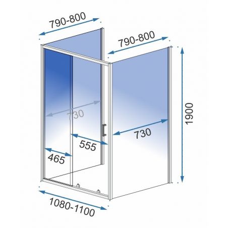 Cabina EGO-Slide, 3 laturi, usa Glisanta, sticla securizata 6 mm, dimensiuni la alegere