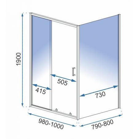 Cabina EGO-Slide, perete fix si usa Glisanta, sticla securizata 6 mm, dimensiuni la alegere