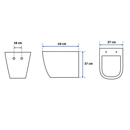 Vas wc EGO-Carlo mini, Negru Mat, suspendat, capac Duroplast inclus, 49x37 cm