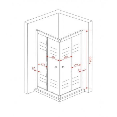 Cabina Ego-Torry, 2 usi culisante, negru mat, sticla 6 mm, 80x80x190 cm, Nano Easy Clean