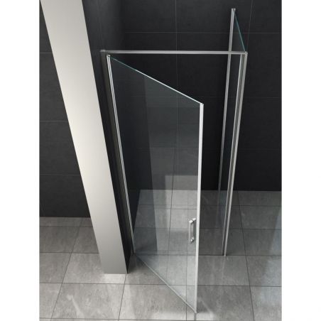Cabina Ego-Hulko, perete fix, usa batanta, crom sau negru mat, sticla 8 mm, 80x80 si 90x90 x 195 cm, Nano Easy Clean