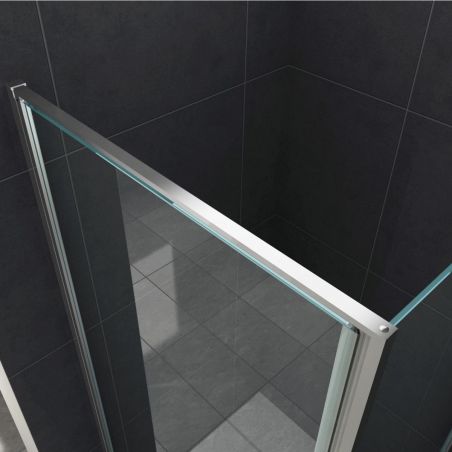 Cabina Ego-Hulko, perete fix, usa batanta, crom sau negru mat, sticla 8 mm, 80x80 si 90x90 x 195 cm, Nano Easy Clean