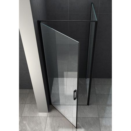 Cabina Ego-Hulko, perete fix, usa batanta, crom sau negru mat, sticla 8 mm, 80x80 si 90x90 x 195 cm, Nano Easy Clean