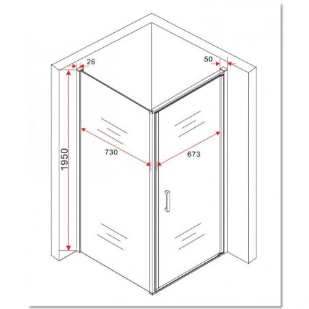 Cabina Ego-Hulko, perete fix, usa batanta, crom sau negru mat, sticla 8 mm, 80x80 si 90x90 x 195 cm, Nano Easy Clean