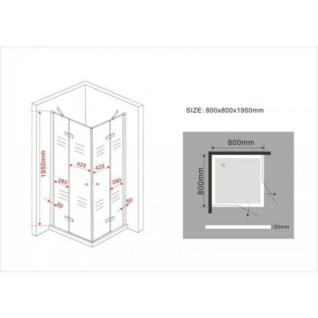 Cabina Ego-Nemo, 2 usi batante, negru mat, sticla 8 mm, 80x80x195 cm, tratament Nano Easy Clean