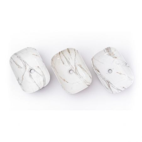 Lavoar EGO Belinda Shiny Calala, lucios, finisaj marmura, 46.5x33 cm, montaj pe blat, ceramica sanitara