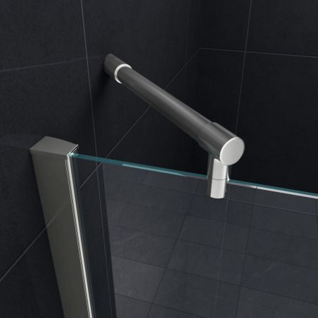 Cabina Ego-Loki, perete fix, usa batanta, crom, sticla 8 mm, 90-120 x 195 cm, cu sau fara cadita, Nano Easy Clean