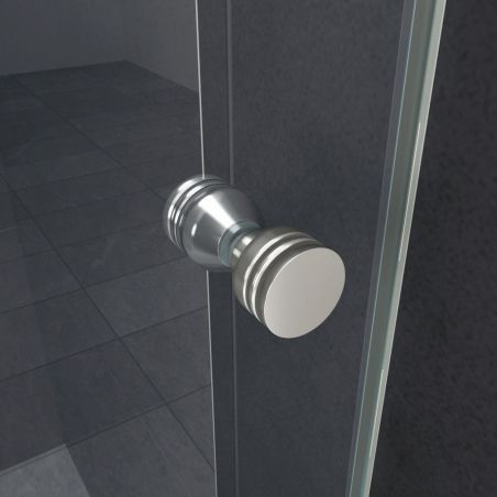 Cabina Ego-Loki, perete fix, usa batanta, crom, sticla 8 mm, 90-120 x 195 cm, cu sau fara cadita, Nano Easy Clean