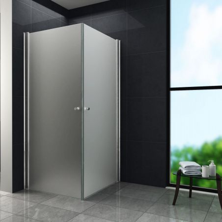 Cabina Ego-Jules Frost, 2 usi batante, crom, sticla sablata 8 mm, 80-90 x 80-90 x 190 cm, cu sau fara cadita, Nano Easy Clean