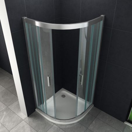 Cabina Ego-Mathis, usi glisante, crom, sticla 6 mm, 90-90 x 195 cm, cu sau fara cadita, Nano Easy Clean