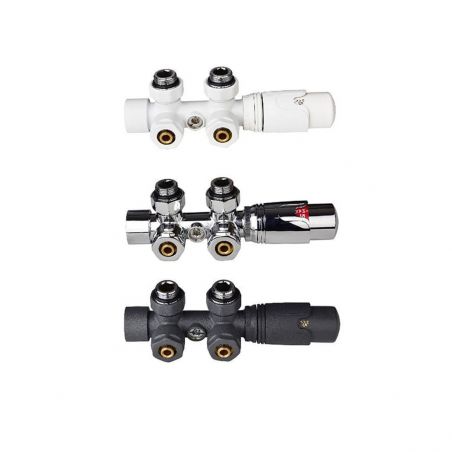 Set robinet, cap termostatic cu ventil, 5 trepte reglabile, tur-retur, crom