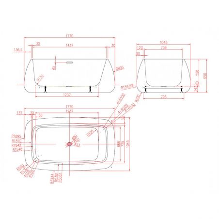 Cada de baie EGO Amir, 177 cm, design modern, freestanding, acril sanitar, alb