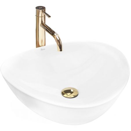 Lavoar EGO Andrea, Alb, lucios, 47x43 cm, montaj pe blat, ceramica sanitara, ceramica sanitara