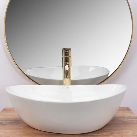 Lavoar EGO Andrea, Alb, lucios, 47x43 cm, montaj pe blat, ceramica sanitara, ceramica sanitara