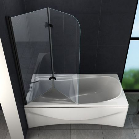 Paravan cada EGO-Sola, pliabil ,100-120 x 140 cm, sticla 6 mm, tratament Nano Easy Clean, finisaj negru