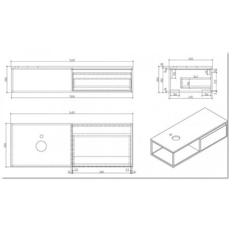 Mobilier de baie Zinia cu dulap fara lavoar,100,120,140 cm, design modern, antracit