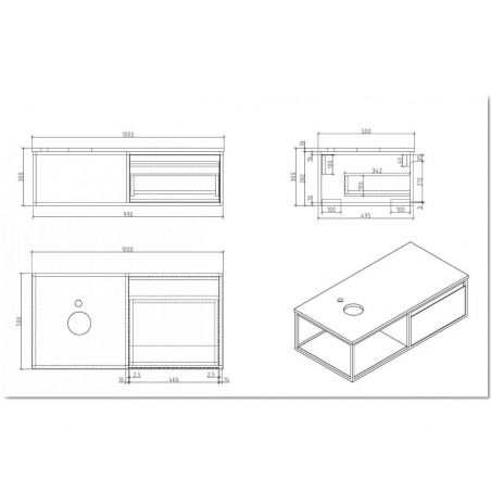 Mobilier de baie Zinia cu dulap fara lavoar,100,120,140 cm, design modern, antracit