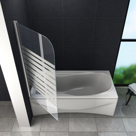 Paravan cada EGO-Acantha, transparent sau sablat partial, 80x140 cm, sticla 6 mm, tratament Nano Easy Clean, finisaj crom