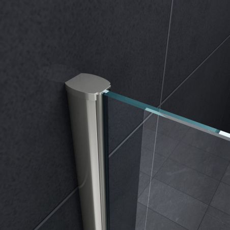 Paravan cada EGO-Ambretta, fix, 75x160 cm, sticla 6 mm, tratament Nano Easy Clean, finisaj crom