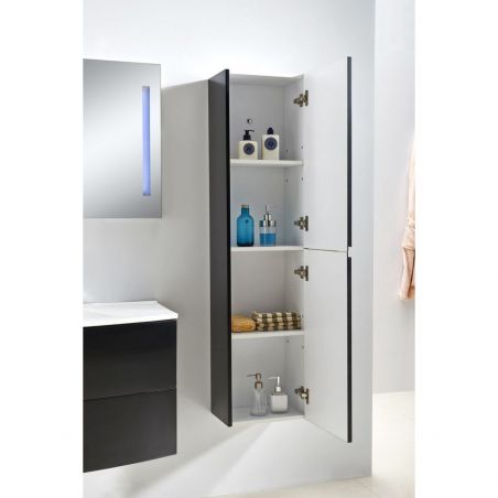 Dulap lateral de baie Alb sau Negru Mat, fara manere, Soft-Close, 140 x 35 cm