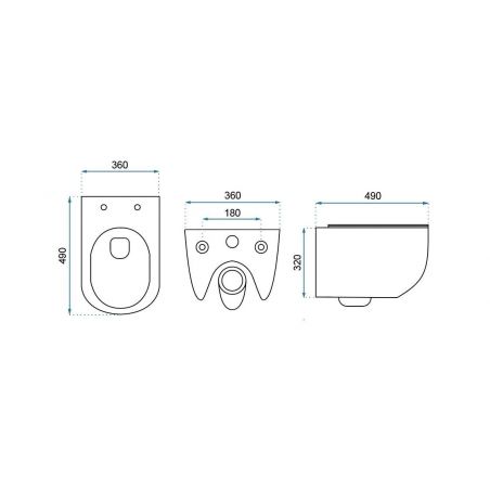 Vas wc suspendat Carter RIMLESS, Alb, fara bordura, pentru o igiena perfecta, capac Duroplast, 49x36 cm