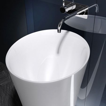 Lavoar stativ EGO 33, Alb, lucios, 50.5x50.5x88 cm, montaj podea, compozit marmura