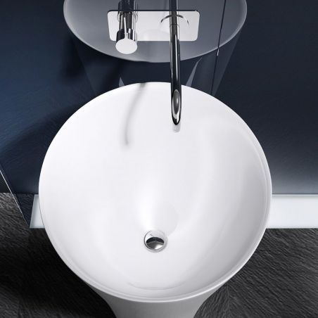 Lavoar stativ EGO 33, Alb, lucios, 50.5x50.5x88 cm, montaj podea, compozit marmura