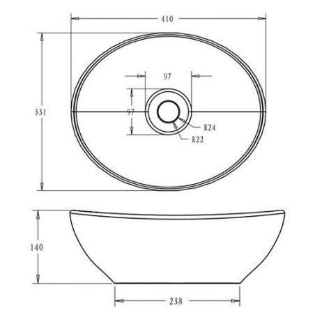 Lavoar EGO 205, Alb, mat, 41x33.1 cm, montaj pe blat, ceramica sanitara