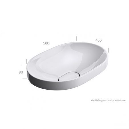 Lavoar EGO 50006A, Alb, lucios, 58x48 cm, montaj Semi-Incastrat, ceramica sanitara, fara gaura baterie