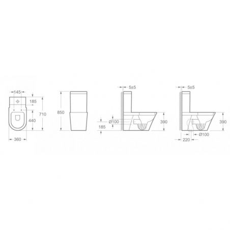 Vas wc Ego-Ixora cu rezervor inclus, montaj pe podea, ceramica sanitara, capac Soft-Close inclus, 71x36 cm
