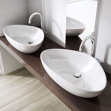 Lavoar EGO 895, Alb, lucios, 67x44 cm, montaj pe blat, ceramica sanitara