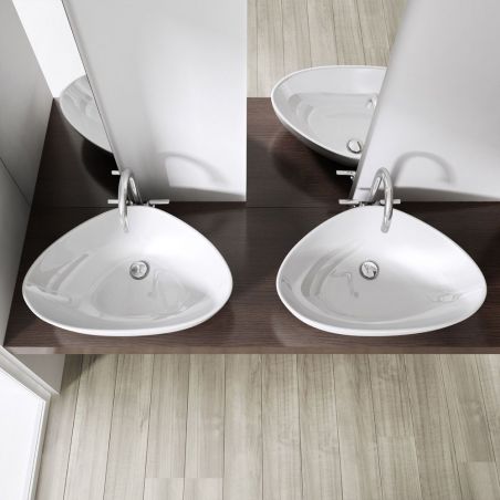 Lavoar EGO 895, Alb, lucios, 67x44 cm, montaj pe blat, ceramica sanitara