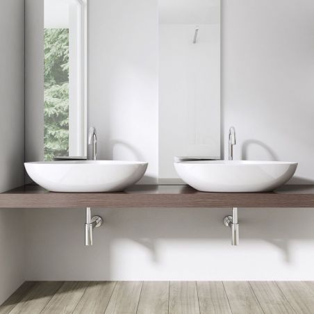 Lavoar EGO 895, Alb, lucios, 67x44 cm, montaj pe blat, ceramica sanitara