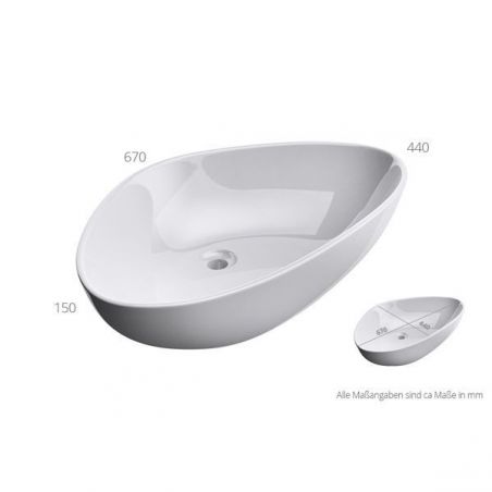 Lavoar EGO 895, Alb, lucios, 67x44 cm, montaj pe blat, ceramica sanitara