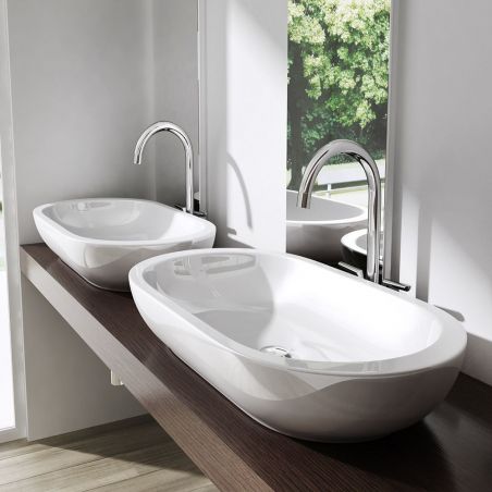 Lavoar EGO 5057, Alb, lucios, 80x42.5 cm, montaj pe blat, ceramica sanitara Lavoar EGO 5057, Alb, lucios, 80x42.5 cm, montaj pe blat, ceramica sanitara